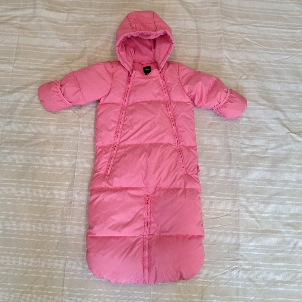 Baby Gap Infant Prima Warmest Snowsuit Bunting Down Fill Size 3 -6 Mo Pink Zip